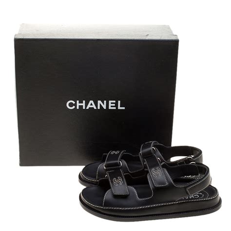 chanel black velvet sandals|flat chanel sandals women.